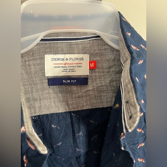 Demin & Flower Men’s bottom up shirt size M - Picture 5 of 5